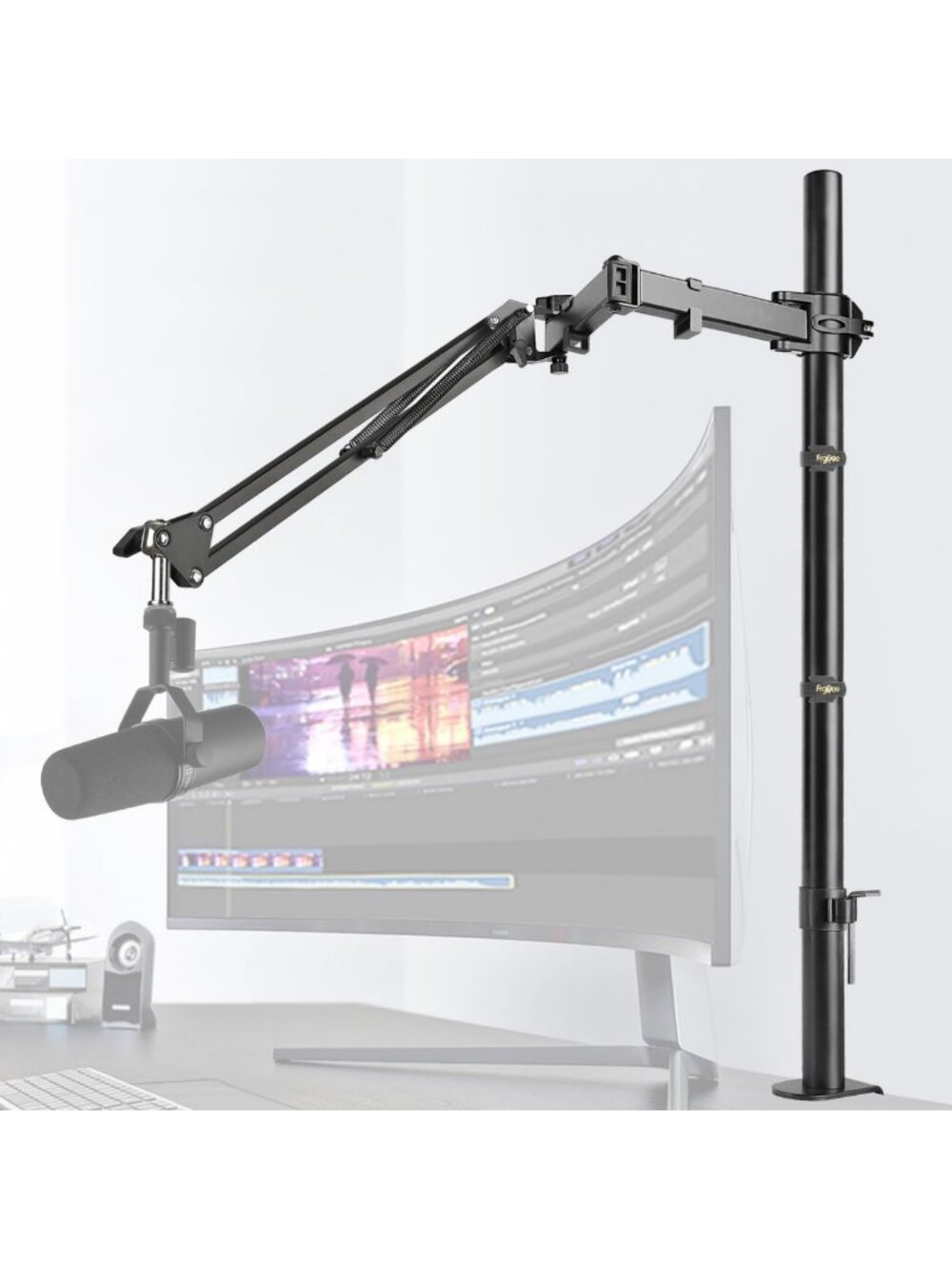 Adjustable Overhead Mic Boom Arm Stand for Shure SM7B, Blue Yeti & HyperX
